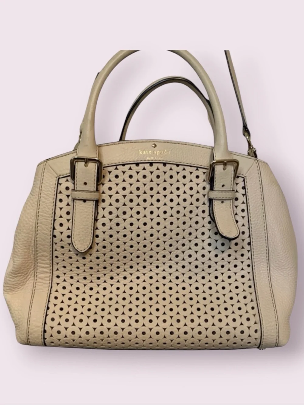 Kate Spade Mercer Isle Sloan Satchel Crossbody Leather Bag Ostrich Egg Off White